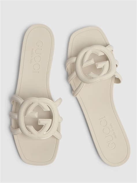 Gucci Palma GG Rubber Flat Slide Sandals 